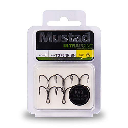 Mustad KVD Elite Triple Grip Treble 2X Short 1X Strong, Black Nickel, 1 (Pack of 6) - Image 3